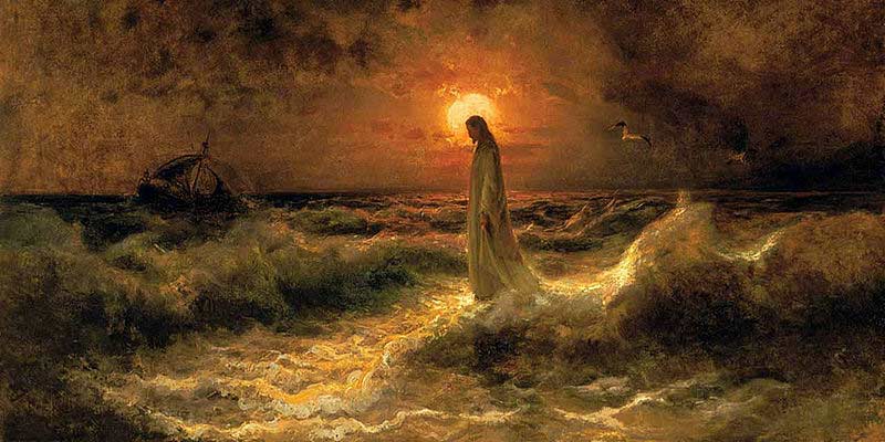 Cristo caminando sobre las aguas. Julius Sergius von Klever. 1880